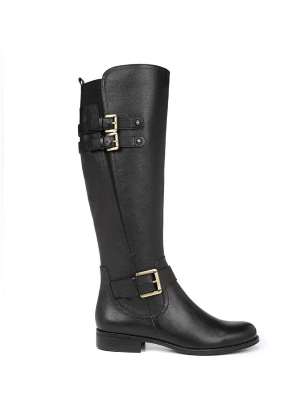 Naturalizer Jessie Wide Calf Black Leather Knee High Riding Boots